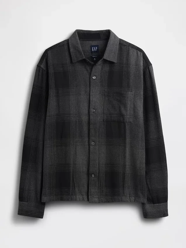 Camisa de franela de corte holgado
