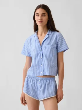 Camisa de pijama corta de popelín