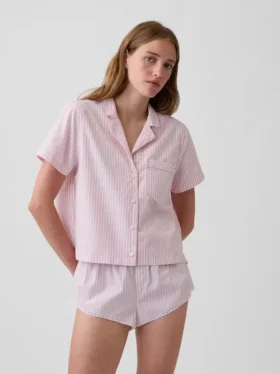 Camisa de pijama corta de popelín