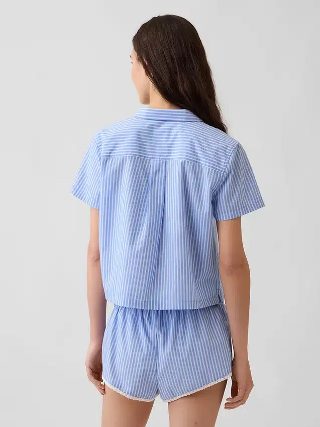 Camisa de pijama corta de popelín