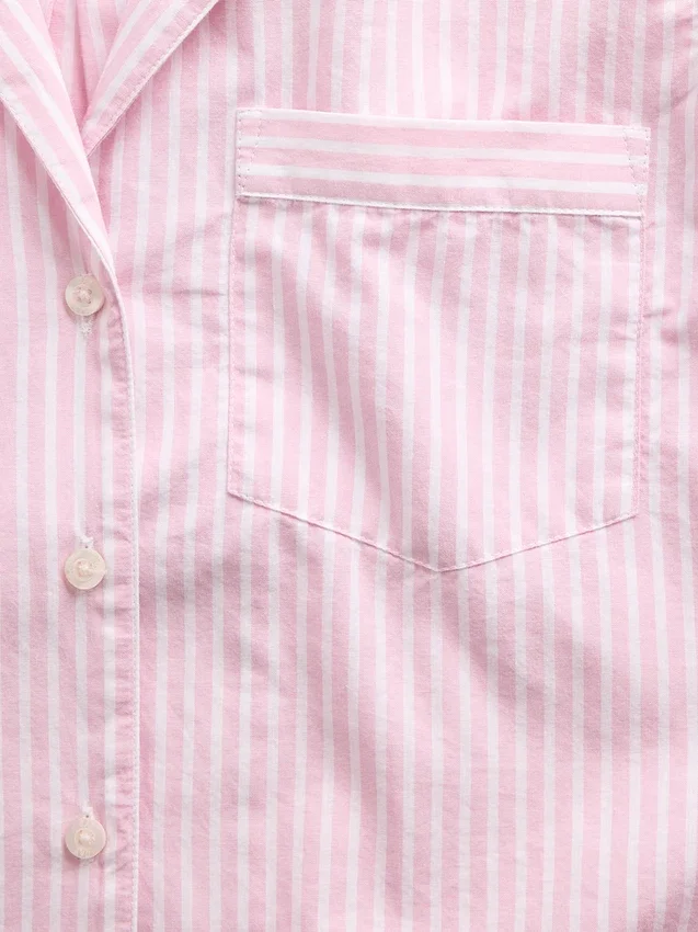 Camisa de pijama corta oversize de popelín