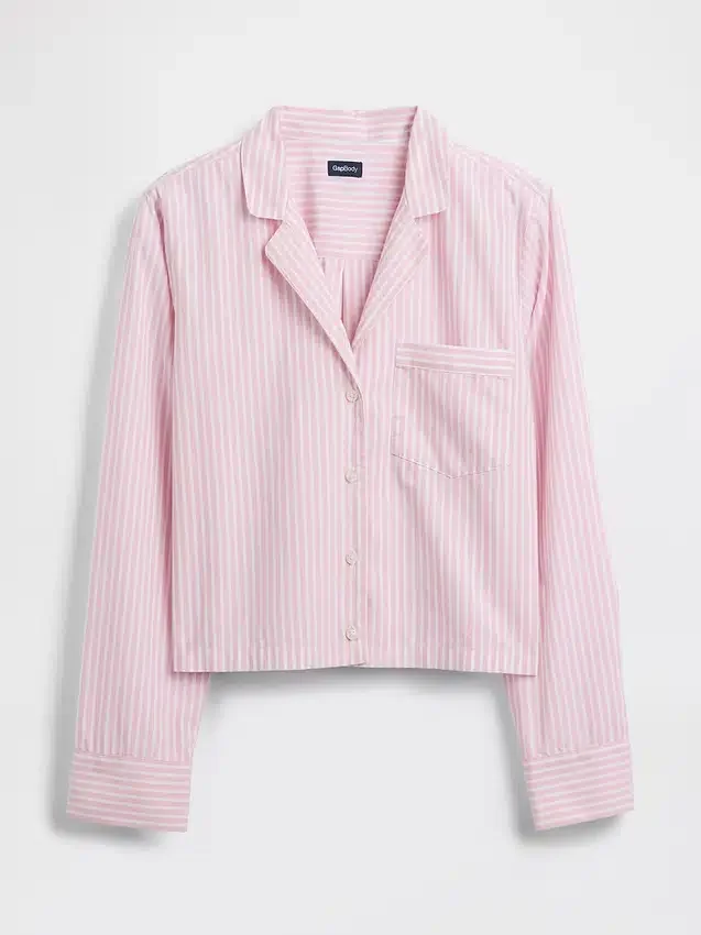 Camisa de pijama corta oversize de popelín
