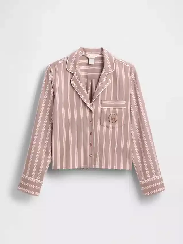 Camisa de pijama de franela a rayas holgada de GAP × Summer Fridays