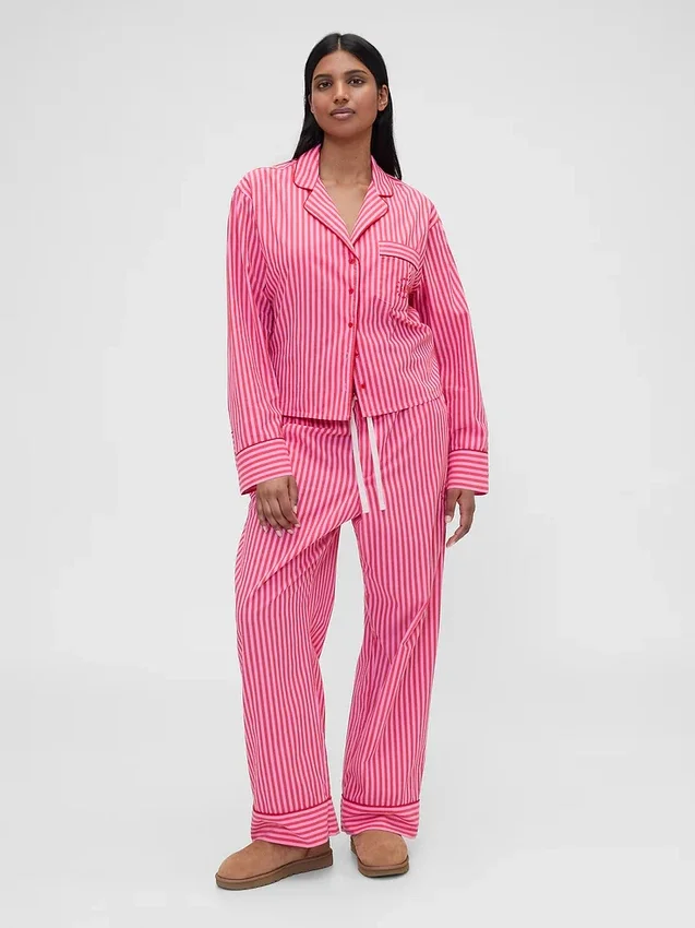 Camisa de pijama de popelín a rayas holgada de GAP × Summer Fridays