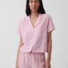 Camisa de pijama oversize de gasa arrugada