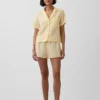 Camisa de pijama oversize de gasa arrugada