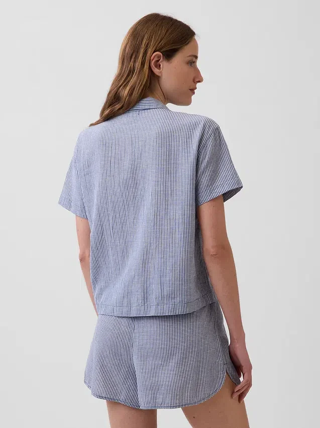 Camisa de pijama oversize de gasa arrugada