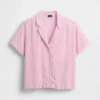 Camisa de pijama oversize de gasa arrugada