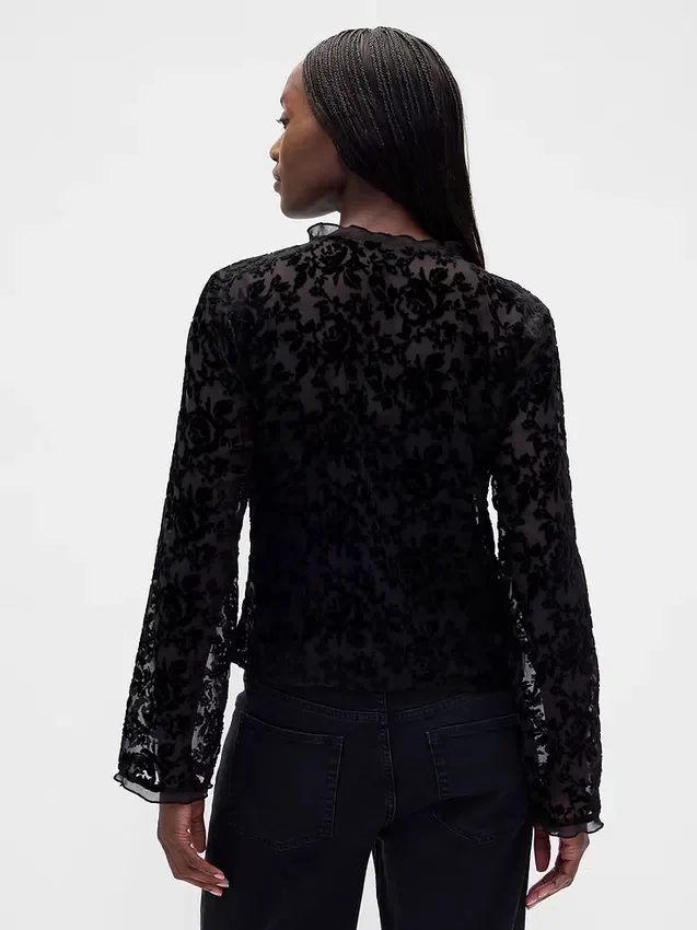 Camisa de terciopelo con efecto quemado