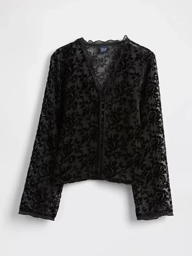 Camisa de terciopelo con efecto quemado