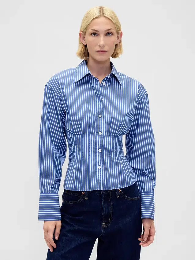 Camisa entallada de popelín de algodón orgánico