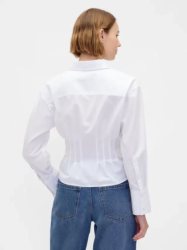 Camisa entallada de popelín de algodón orgánico