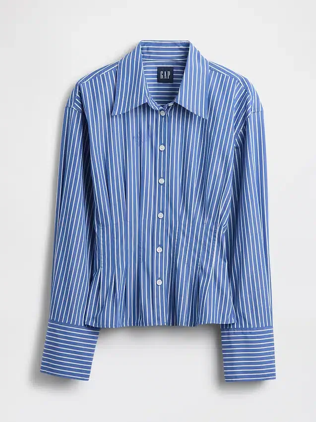 Camisa entallada de popelín de algodón orgánico