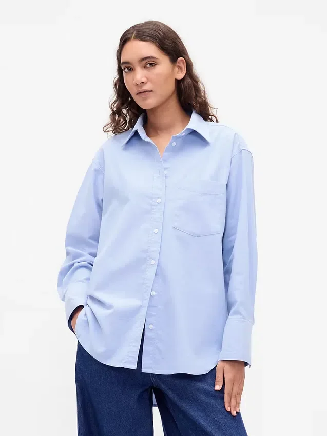 Camisa grande de algodón orgánico tipo Oxford