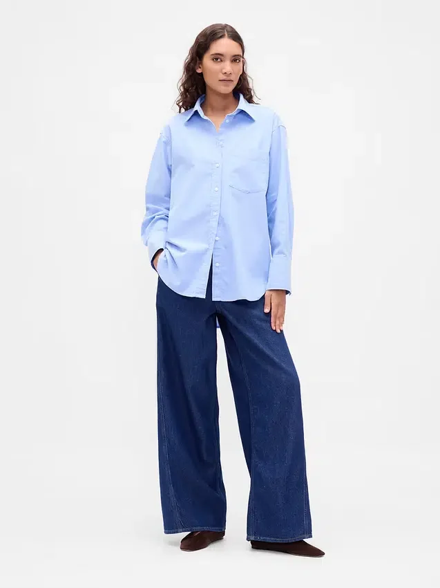 Camisa grande de algodón orgánico tipo Oxford