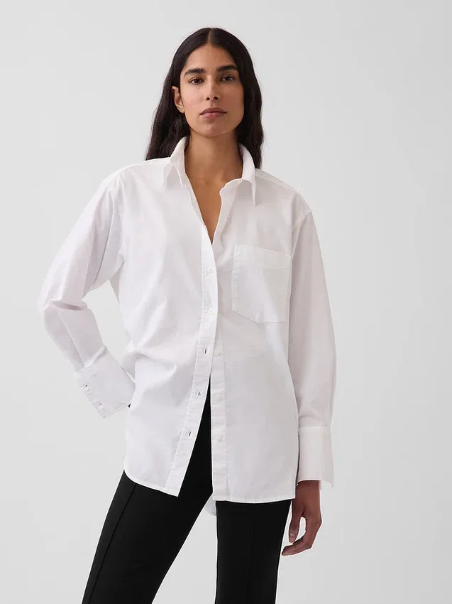 Camisa grande de algodón orgánico tipo Oxford