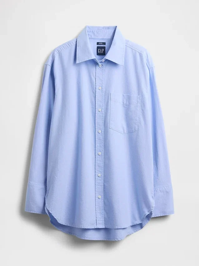 Camisa grande de algodón orgánico tipo Oxford