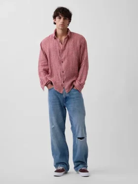 Camisa holgada 100 % lino