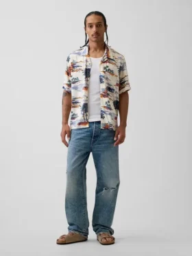 Camisa holgada con cuello camp