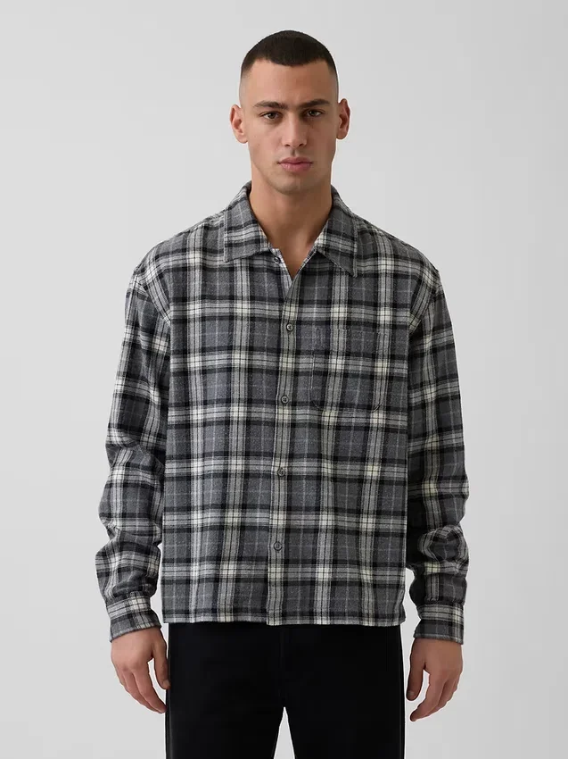 Camisa holgada de franela de algodón orgánico
