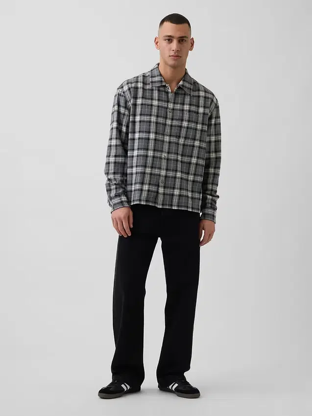 Camisa holgada de franela de algodón orgánico