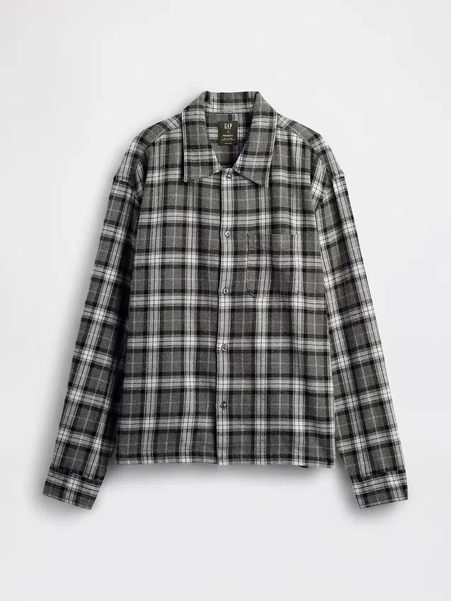 Camisa holgada de franela de algodón orgánico
