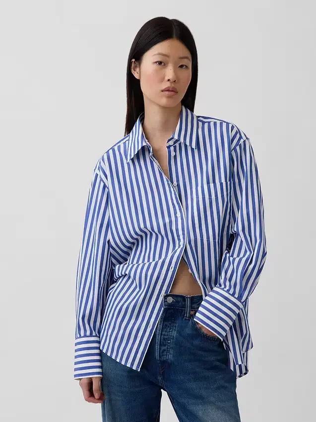 Camisa holgada de popelín de algodón orgánico