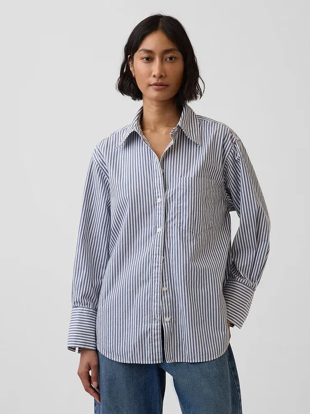 Camisa holgada de popelín de algodón orgánico