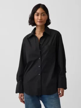 Camisa holgada de popelín de algodón orgánico