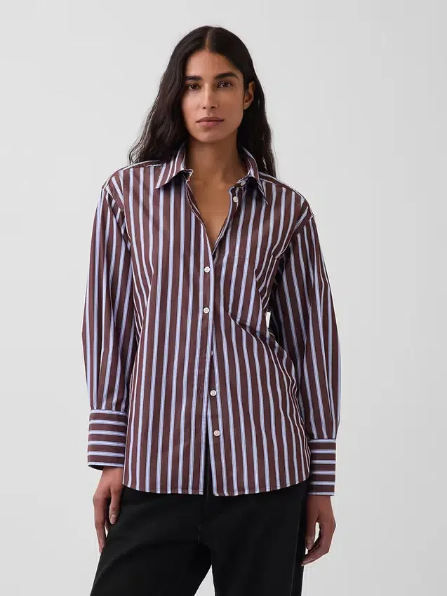 Camisa holgada de popelín de algodón orgánico