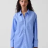 Camisa holgada de popelín de algodón orgánico