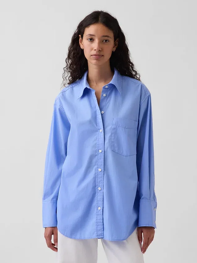 Camisa holgada de popelín de algodón orgánico