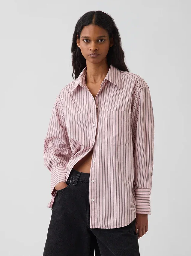 Camisa holgada de popelín de algodón orgánico