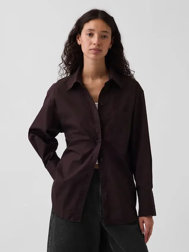 Camisa holgada de popelín de algodón orgánico