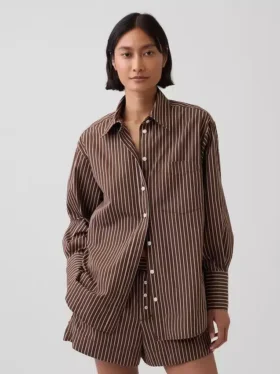 Camisa holgada de popelín de algodón orgánico