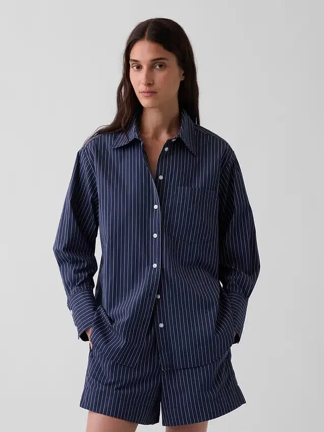 Camisa holgada de popelín de algodón orgánico