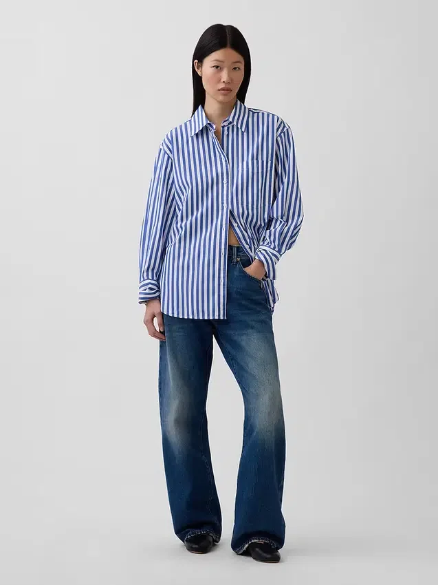 Camisa holgada de popelín de algodón orgánico