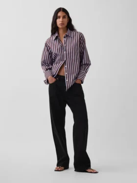 Camisa holgada de popelín de algodón orgánico