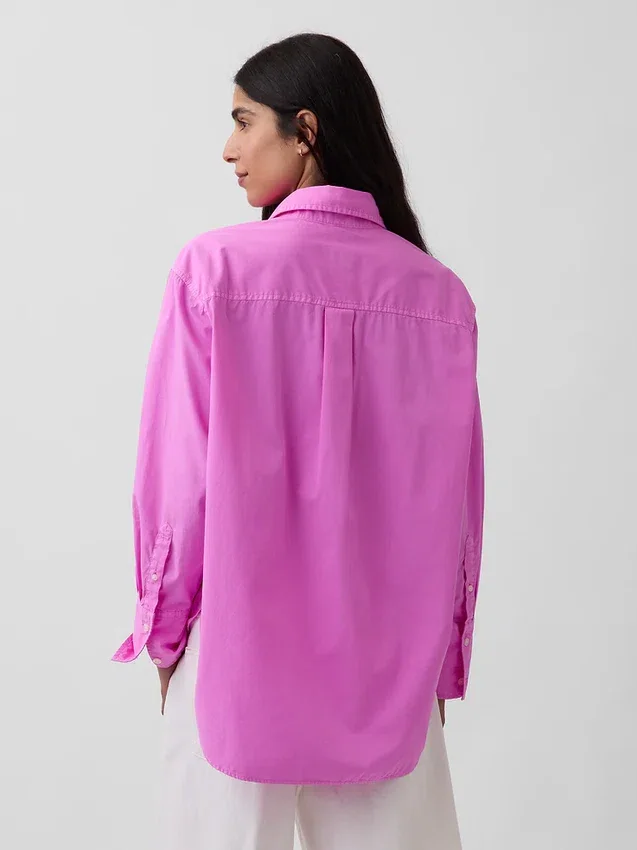 Camisa holgada de popelín de algodón orgánico