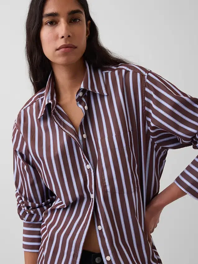 Camisa holgada de popelín de algodón orgánico