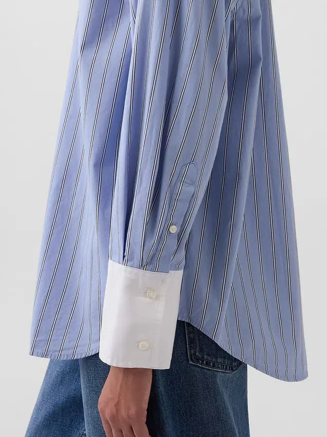 Camisa holgada de popelín de algodón orgánico