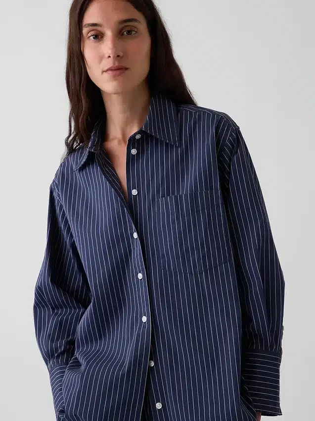Camisa holgada de popelín de algodón orgánico