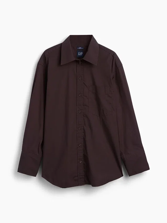 Camisa holgada de popelín de algodón orgánico