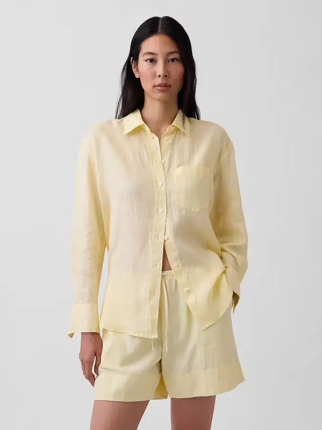 Camisa oversize 100 % lino