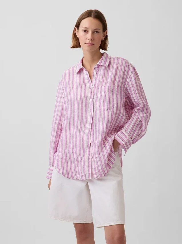 Camisa oversize 100 % lino