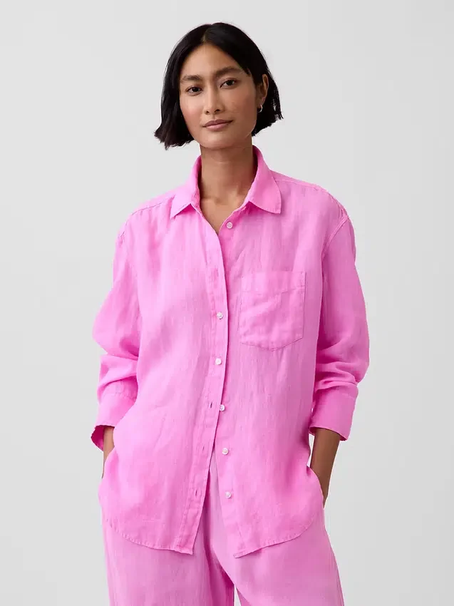 Camisa oversize 100 % lino