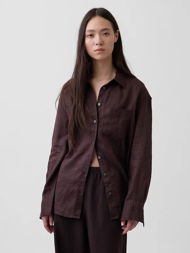 Camisa oversize 100 % lino