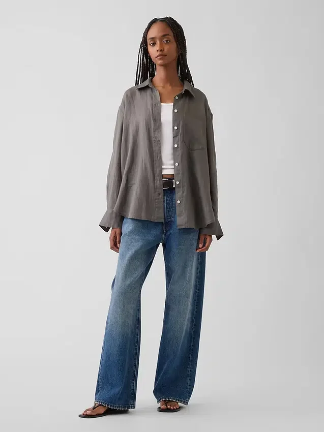 Camisa oversize 100 % lino