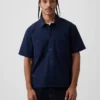 Camisa utilitaria de corte holgado y dobladillo recto