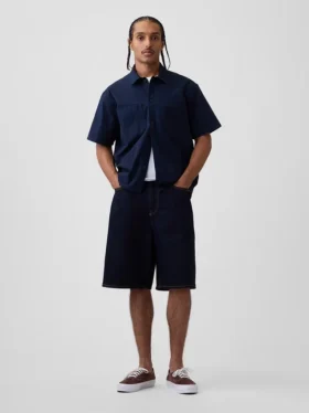 Camisa utilitaria de corte holgado y dobladillo recto
